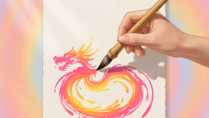 手持毛筆在唐詩稿件上緩慢書寫的特寫圖