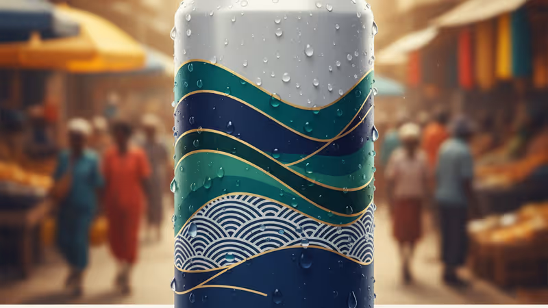 朝日啤酒 Super Dry 與非洲地圖背景的商業合成圖