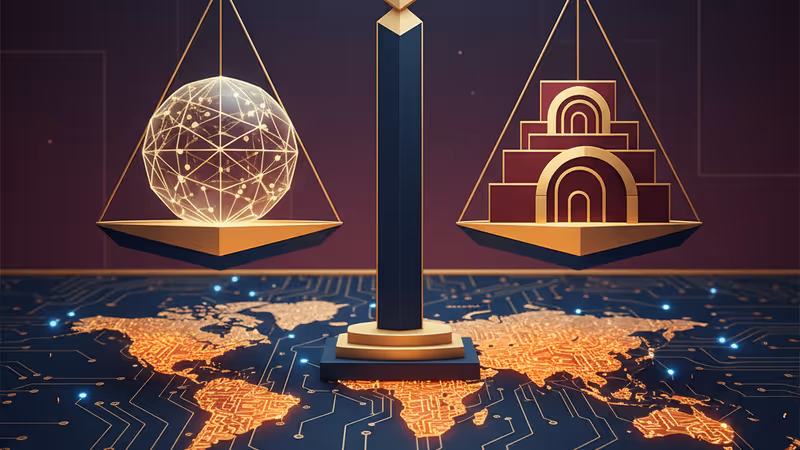 グローバルな供給網と技術規制を象徴するデジタルマップ