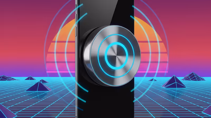 Atitan splitR transceiver attached to an iPhone back via MagSafe