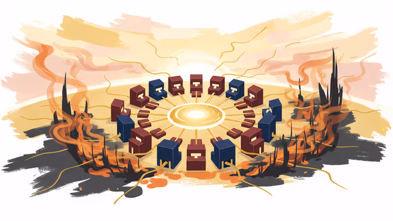 짙은 오렌지색 연기가 하늘을 뒤덮은 호주 산불 현장의 전경