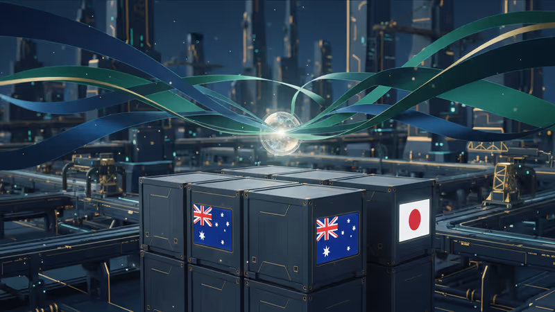 象徵澳洲與日本連結的關鍵礦物供應鏈示意圖