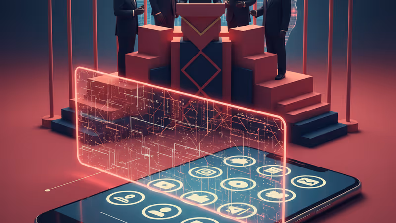 青少年站在社群媒體圖標組成的巨大牆壁前，背景有澳洲國旗光影