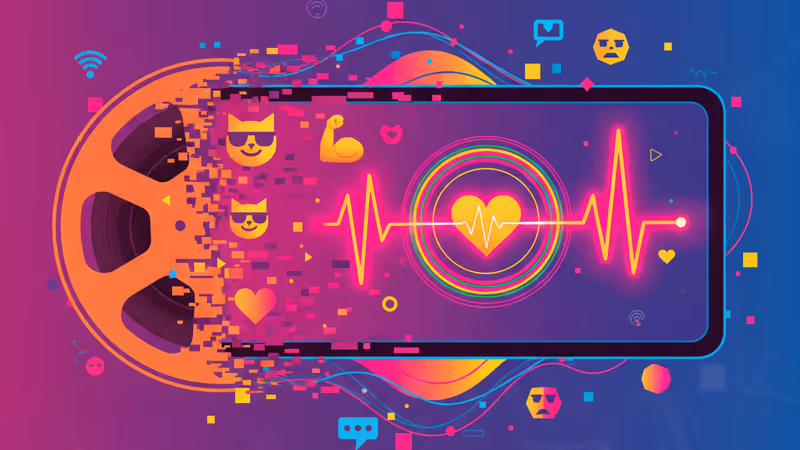 Chevy Chase's portrait blended with a medical heart rate monitor