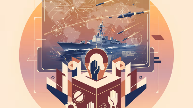 디지털 해전 시뮬레이션에서 발사되는 미사일 경로와 군함