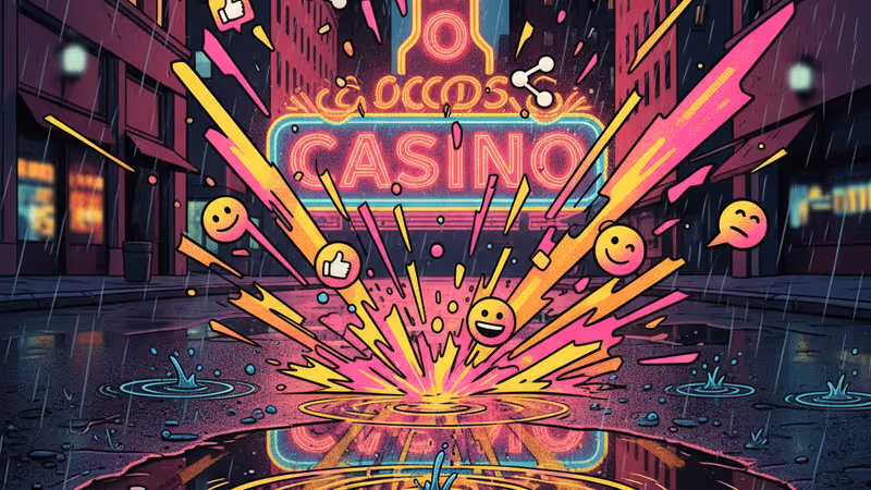 当選画面が表示されたスロットマシンの前で身分証を持つ手