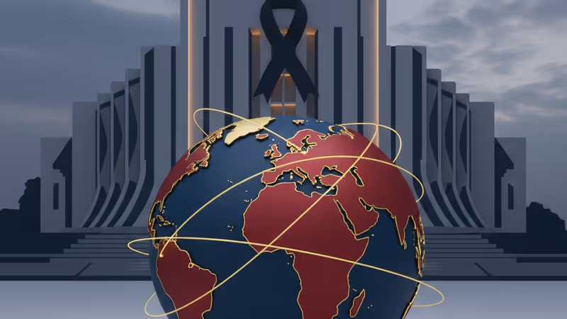 Somber view of a national monument in Dhaka