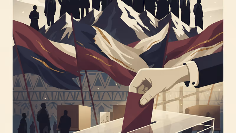 貝南投票站內，一名選民正將選票投進透明票箱