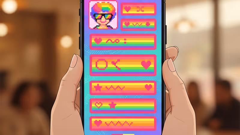 一名使用者正在手機上瀏覽交友軟體的介面