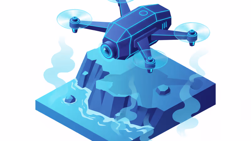 夜景を背景にホバリングする最新の小型ドローン