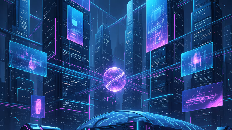 Interior view of futuristic tech displays at CES 2026 exhibition hall