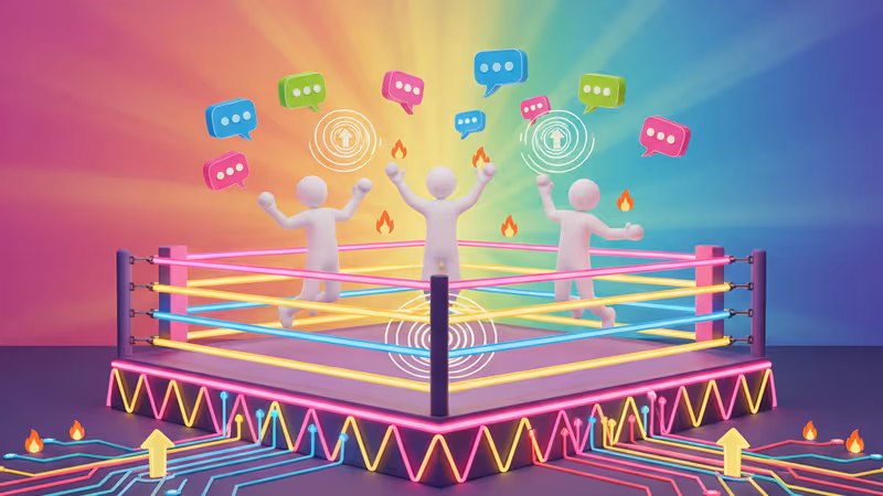 ネット上のユーモア溢れるやり取りをイメージしたデジタルイラスト