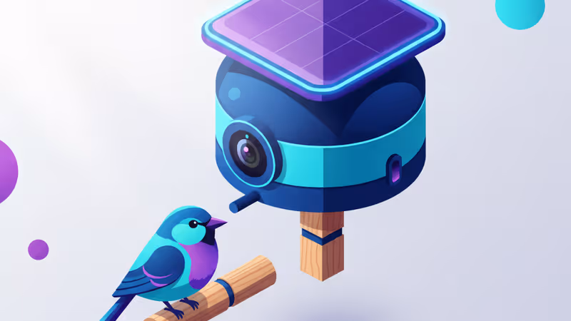 配備 AI 鏡頭與太陽能板的智慧餵鳥器實拍圖