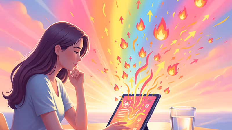 Bethenny Frankel looking at medical data with water