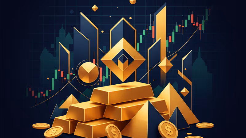 미국 주식 시장 그래프와 정책적 배경을 상징하는 추상적인 이미지