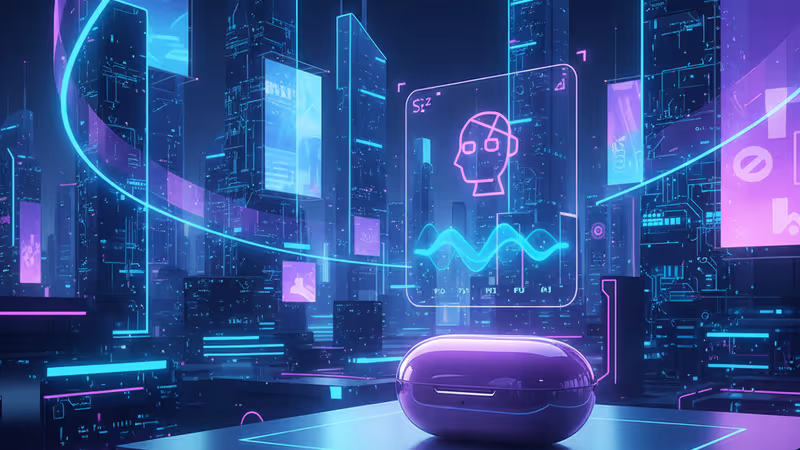 Ozlo smart case on a nightstand with AI sleep data interface.