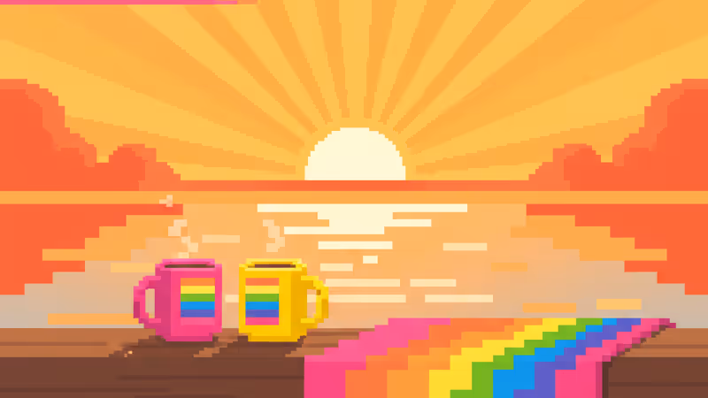 在加拿大森林日出的背景下，Shane與Ilya並肩依偎的溫馨背影