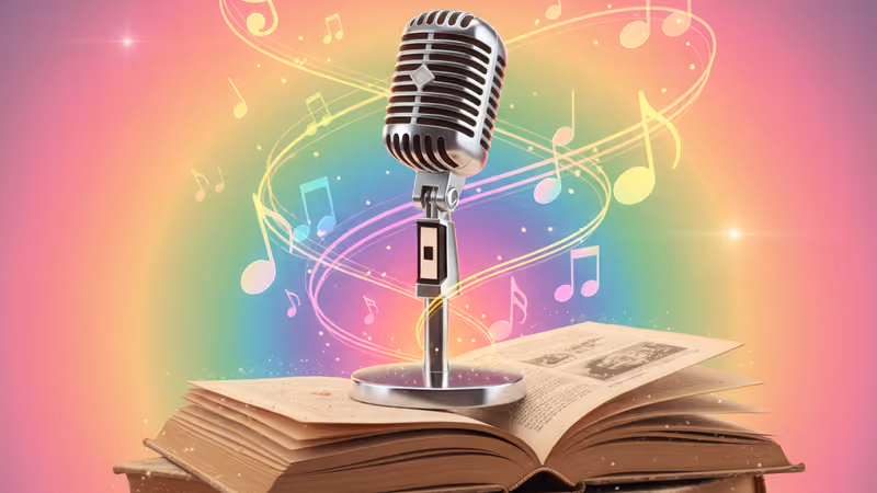 歷史新聞報導與黑膠唱片重疊的視覺概念