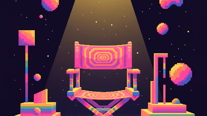 映画セットのクランクアップを象徴するヴィンテージカメラとカチンコ