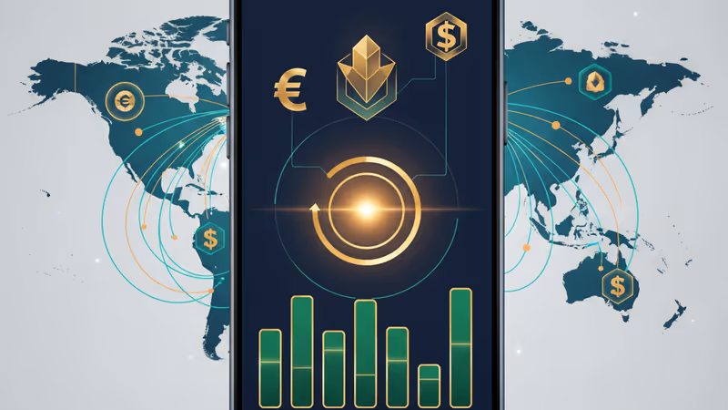 Sleek mobile digital wallet interface with crypto symbols