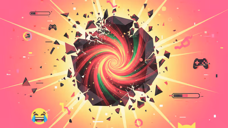 빨간색과 초록색이 겹쳐지며 묘한 빛을 내는 추상적인 이미지