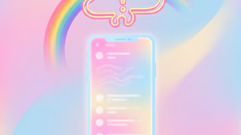 展現困惑表情的女性數位插畫與社群媒體元素