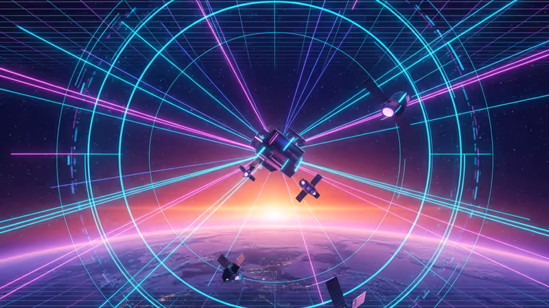 Digital rendering of the Blue Origin TeraWave satellite network orbiting Earth