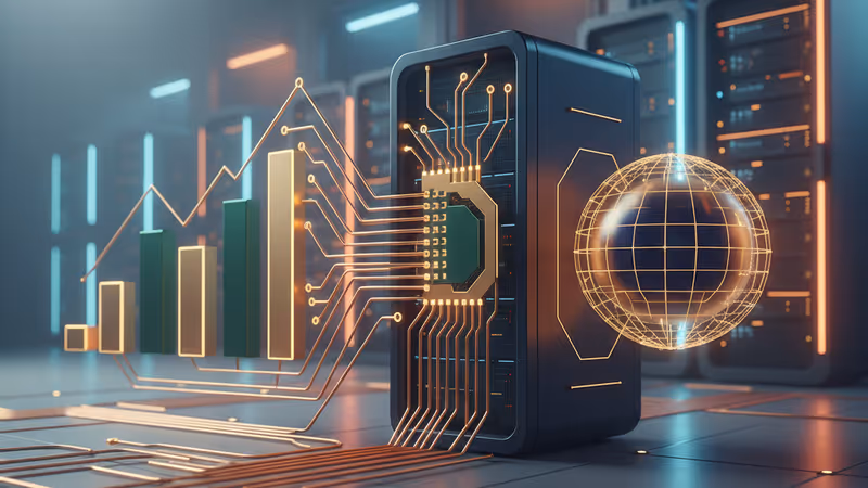 ハイテクなデータセンター内に置かれた巨大な銅線のロール