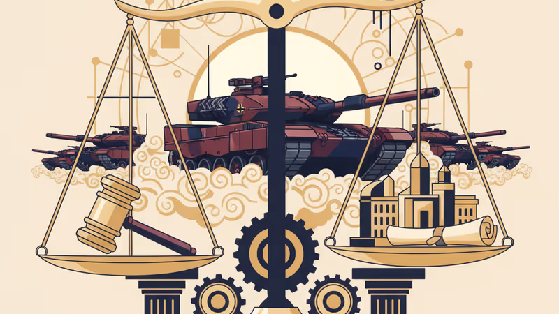 A line of modern German tanks in a training field