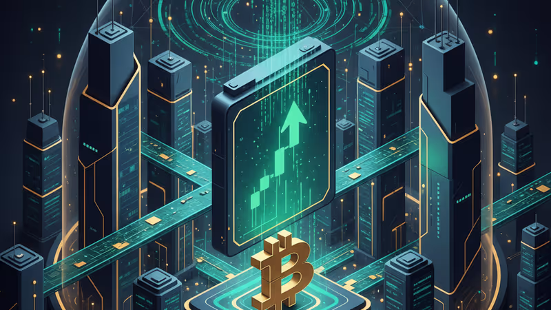 상승세를 나타내는 디지털 금융 차트와 비트코인 상징물