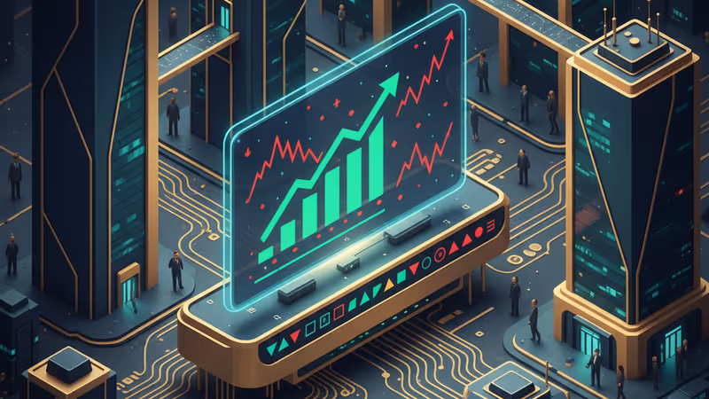 安定を見せるビットコインの価格チャートとデジタル資産のイメージ