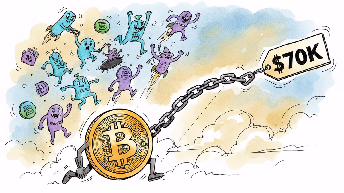 比特幣逼近7萬美元後回落，替代幣強勢反彈透露市場新訊號