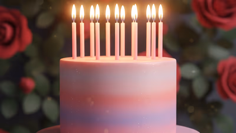 제니의 30세 생일을 상징하는 화려한 케이크와 장식들