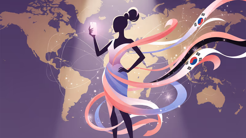 골든글로브 레드카펫 분위기 속에서 스마트폰을 든 당당한 리사의 실루엣