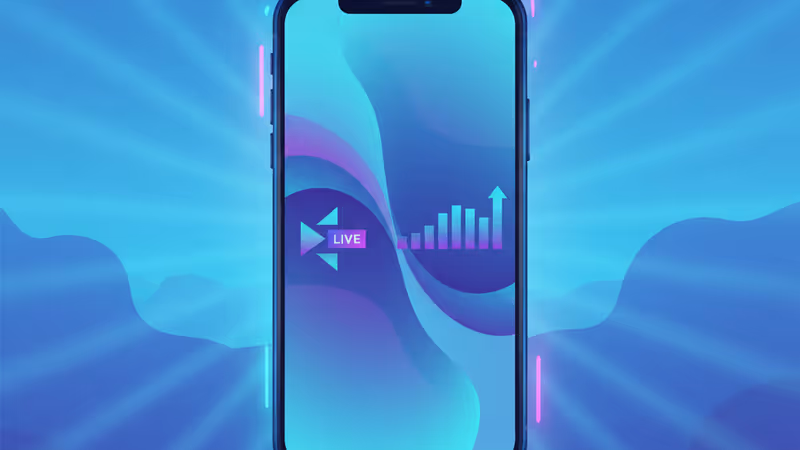 Blueskyのロゴとスマートフォンの画面に表示された株価チャート
