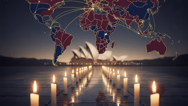 雪梨歌劇院背景下的悼念燭光