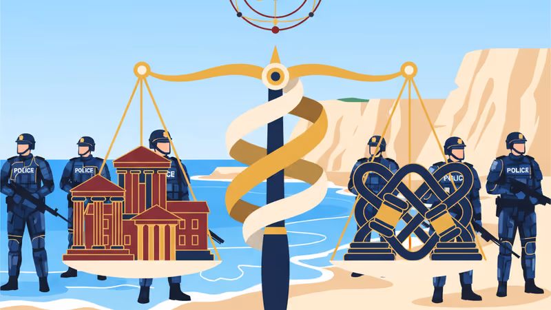 シドニー・ボンダイビーチをパトロールする武装警官の様子