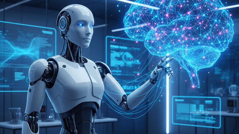 Boston Dynamics Atlas robot with a digital AI overlay