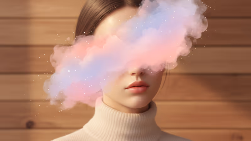 화이트 터틀넥을 입고 우드 톤 배경에 서 있는 김가람