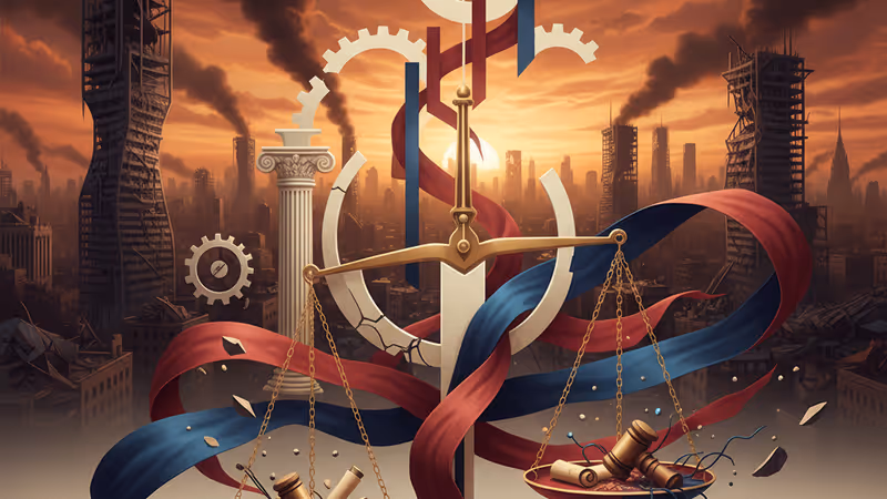 空爆後の煙が上がるガザ地区の街並みと沈痛な雰囲気