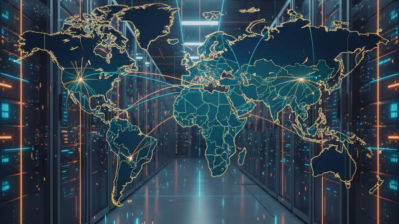 Futuristic data center interior representing cloud infrastructure