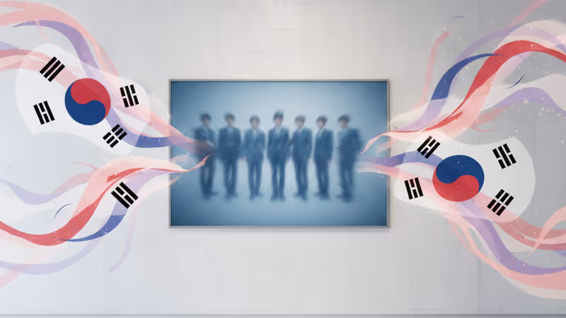 Blurred silhouettes of the seven BTS members from the ARIRANG teaser