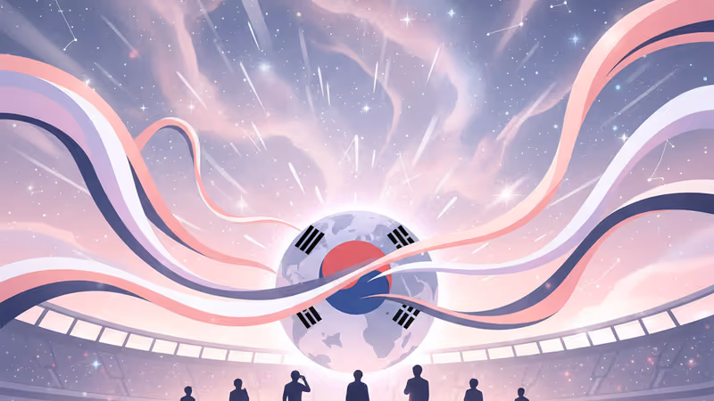 在紫色燈光下呈現七人剪影的BTS體育場演唱會舞台