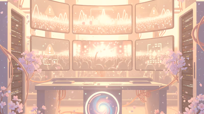 Security monitors showing alerts for a concert venue