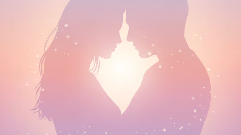 로맨틱한 조명 아래 연기 중인 남녀의 실루엣 전경