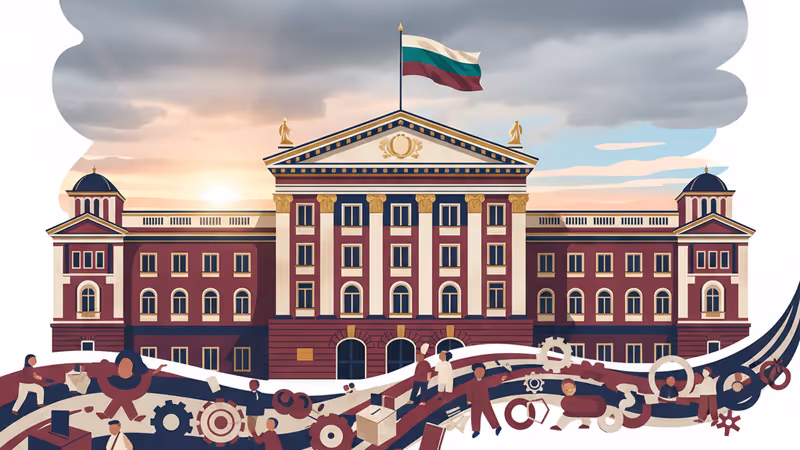 겨울 하늘 아래 소피아에 위치한 불가리아 국회의사당 전경