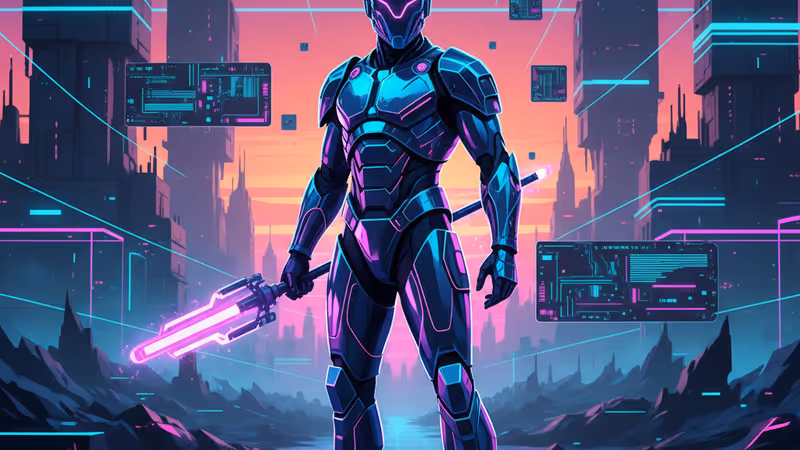 Futuristic Marathon character in a sci-fi setting