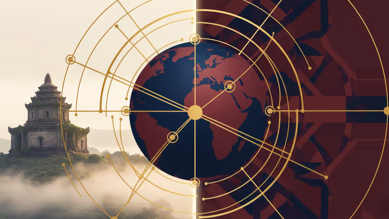 從衝突廢墟到繁榮邊境貿易的對比示意圖