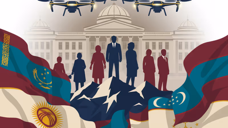 Silhouette of the Russian presidential residence and drones