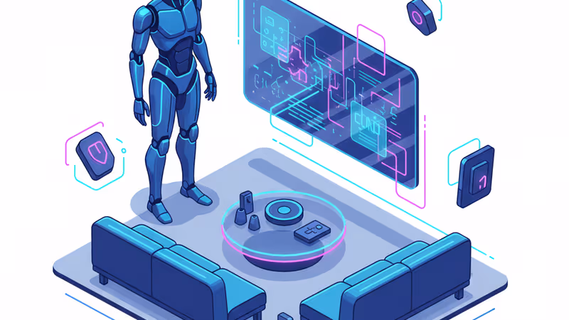 A sleek humanoid robot and futuristic display at the CES 2026 exhibit